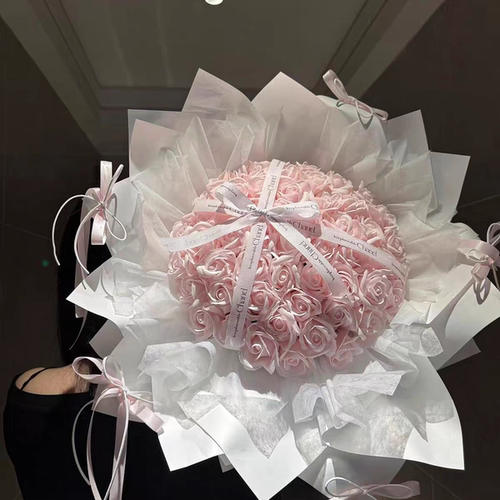 顺丰99朵粉玫瑰永生花束送女生闺蜜母亲仿真香皂花高级感生日礼物