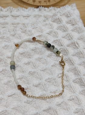 芊芊艺术画廊原创自制串珠手链进口捷克琉璃复古彩色天然石