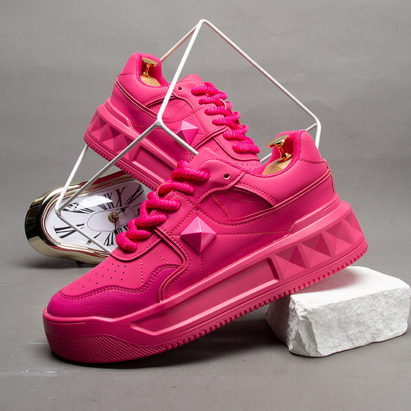 轻奢高端男鞋2025秋季真皮厚底小白鞋欧货明星同款大柳丁老爹鞋子