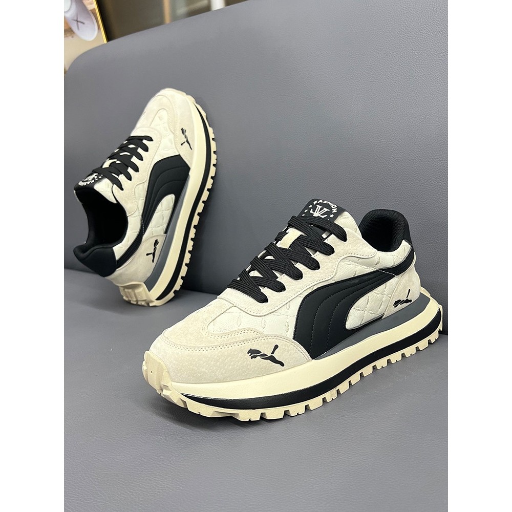 轻奢高端男鞋2025秋季爆款真皮厚底鞋网红爆款轻便复古潮流老爹鞋