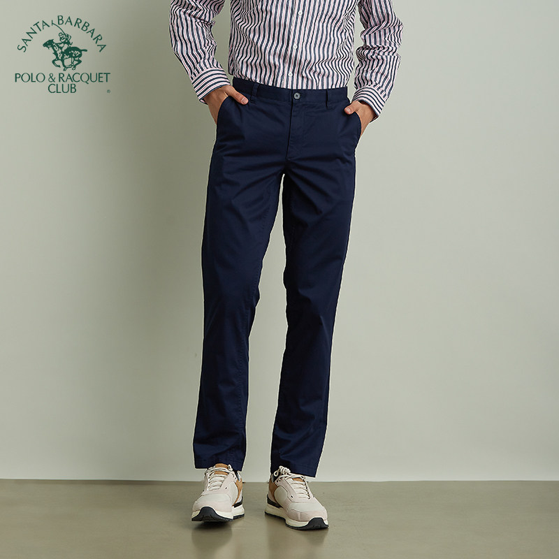 圣大保罗春秋季休闲裤男士纯棉微弹修身直筒裤子中青年男款长裤