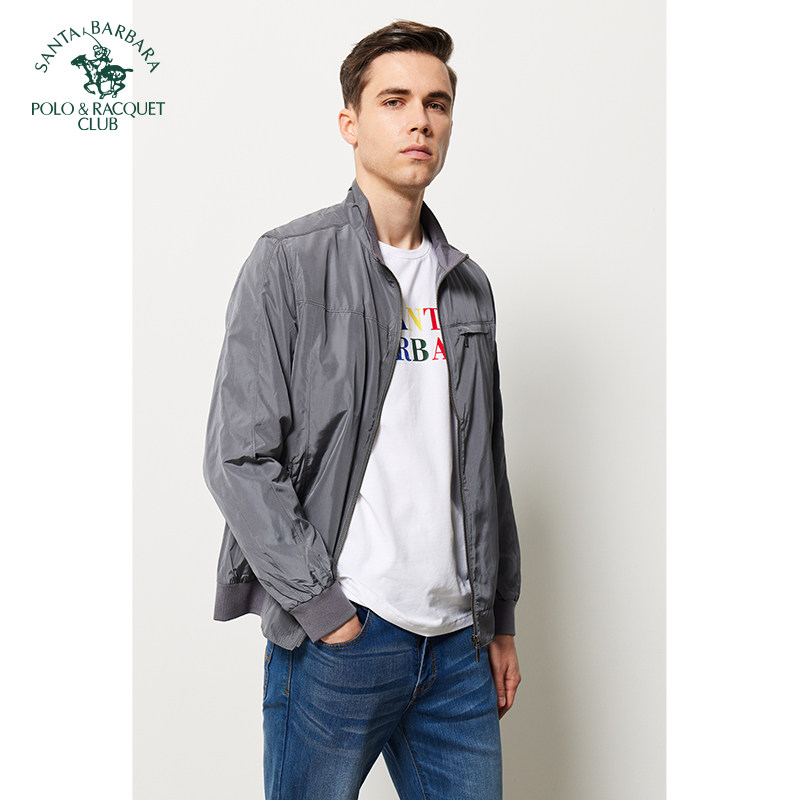 圣大保罗立领胸单拉链单夹克男士春夏薄款外套合身版PS13WJ00