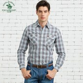 POLO圣大保罗 PS13WH012 衬衫 男衬衣新款 纯棉格子双袋长袖