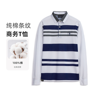 POLO圣大保罗男士纯棉休闲翻领长袖T恤衫春秋季男款薄PS17KT008