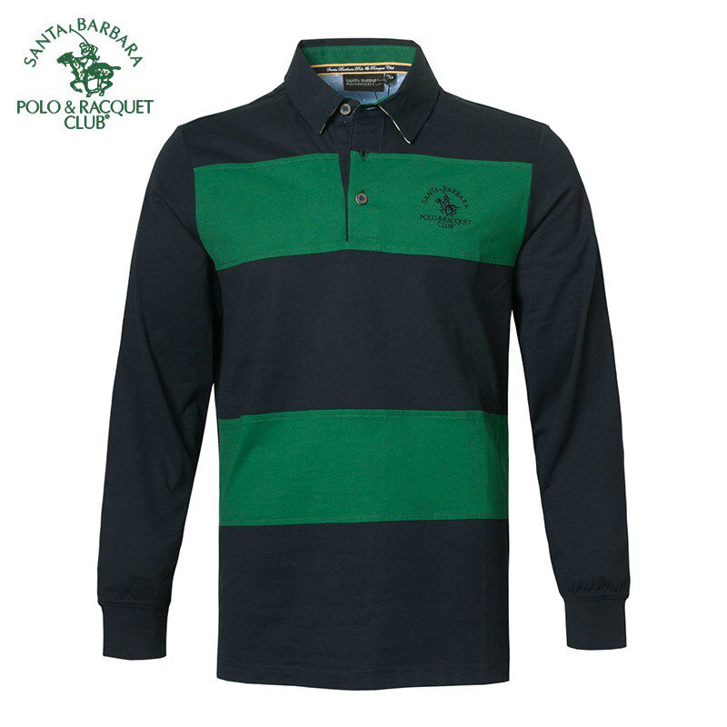 圣大保罗男装新款纯棉休闲翻领修身版长袖T恤 春夏季T恤衫