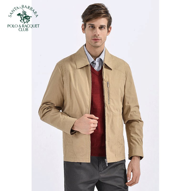 圣大保罗翻领单夹克男春季商务通勤风宽松纯棉外套职场休闲男装