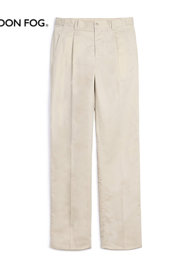 伦敦雾春夏季中老年男士棉麻宽松直筒裤子单褶中高腰松紧腰休闲裤