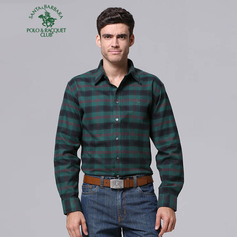 圣大保罗男装纯棉厚款长袖衬衫PW11WH033薄外套外穿衬衣