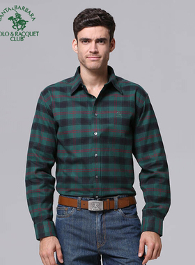 圣大保罗男装纯棉厚款长袖衬衫PW11WH033薄外套外穿衬衣