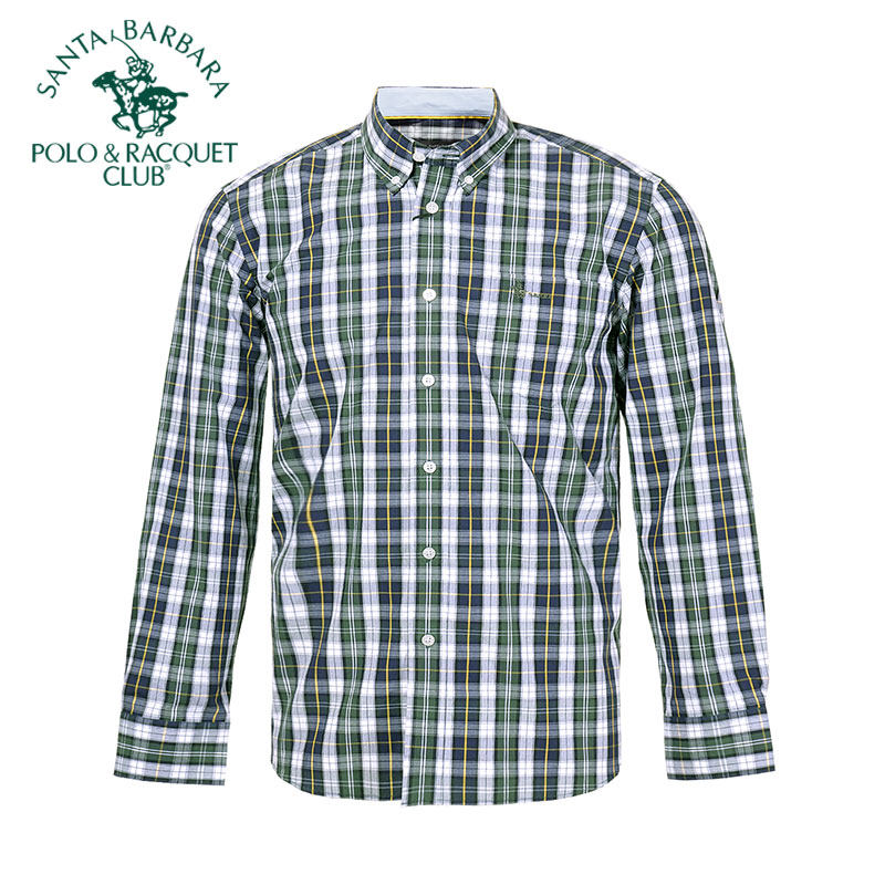 POLO圣大保罗男装新款休闲格子纯棉长袖衬衫秋冬款