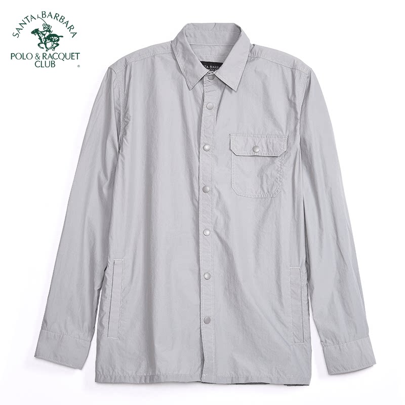 圣大保罗舒适合身男士夹克衬衫款单外套休闲上衣春季薄款男装上衣