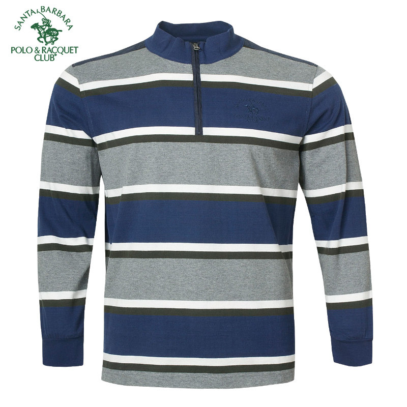 圣大保罗商务修身立领长袖T恤衫