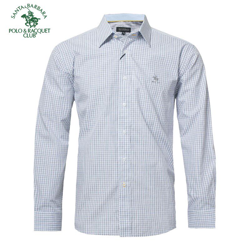 POLO圣大保罗 新款男士纯棉格子休闲长袖衬衫PS14WH016春夏款