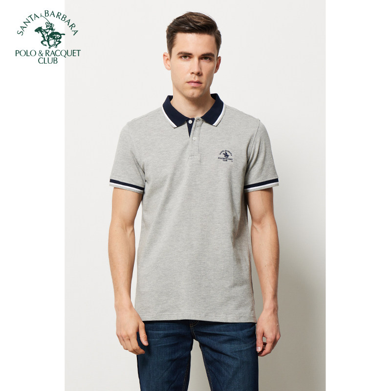 圣大保罗夏季男士高端短袖t恤商务舒适纯棉翻领polo衫修身半袖衫