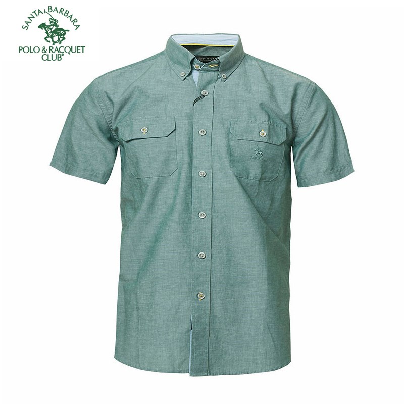 POLO圣大保罗商务休闲男款夏季衬衣棉麻高级感修身短袖男士衬衫
