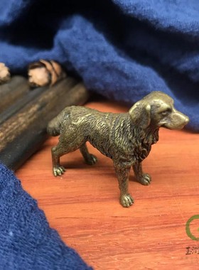 纯黄铜复古风书房生肖狗桌面摆件