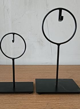 简约铁支架半圆玉壁铁摆件
