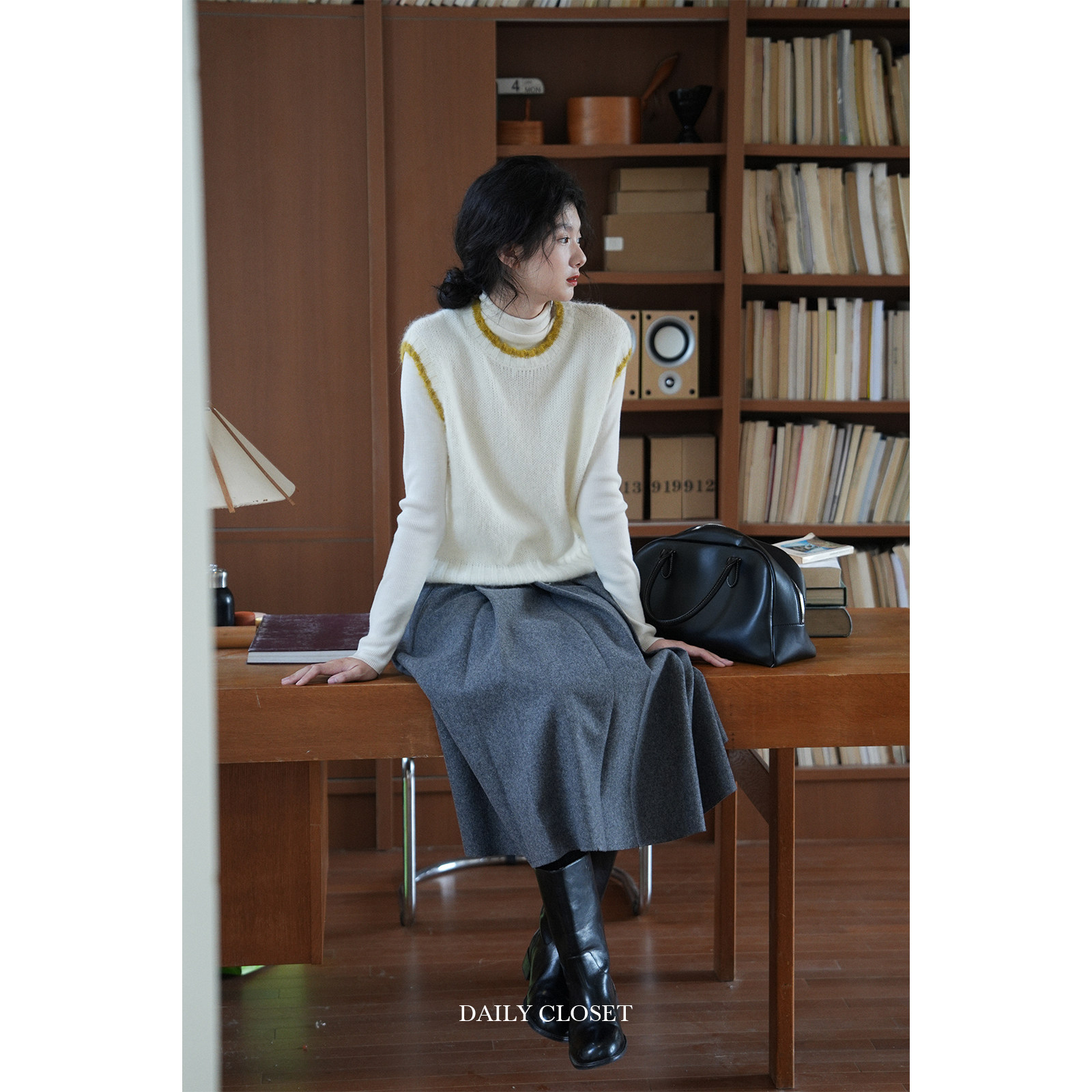 羊毛背心羊驼毛圆领毛衣马甲