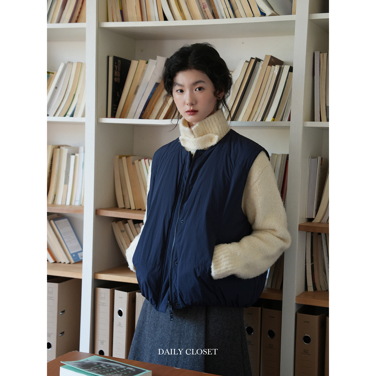 花苞羽绒马甲叠穿通勤女冬