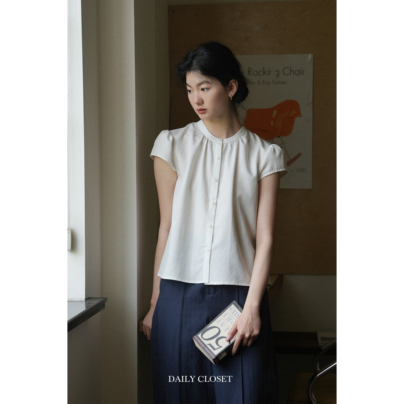 天丝短袖衬衫女设计感小衫