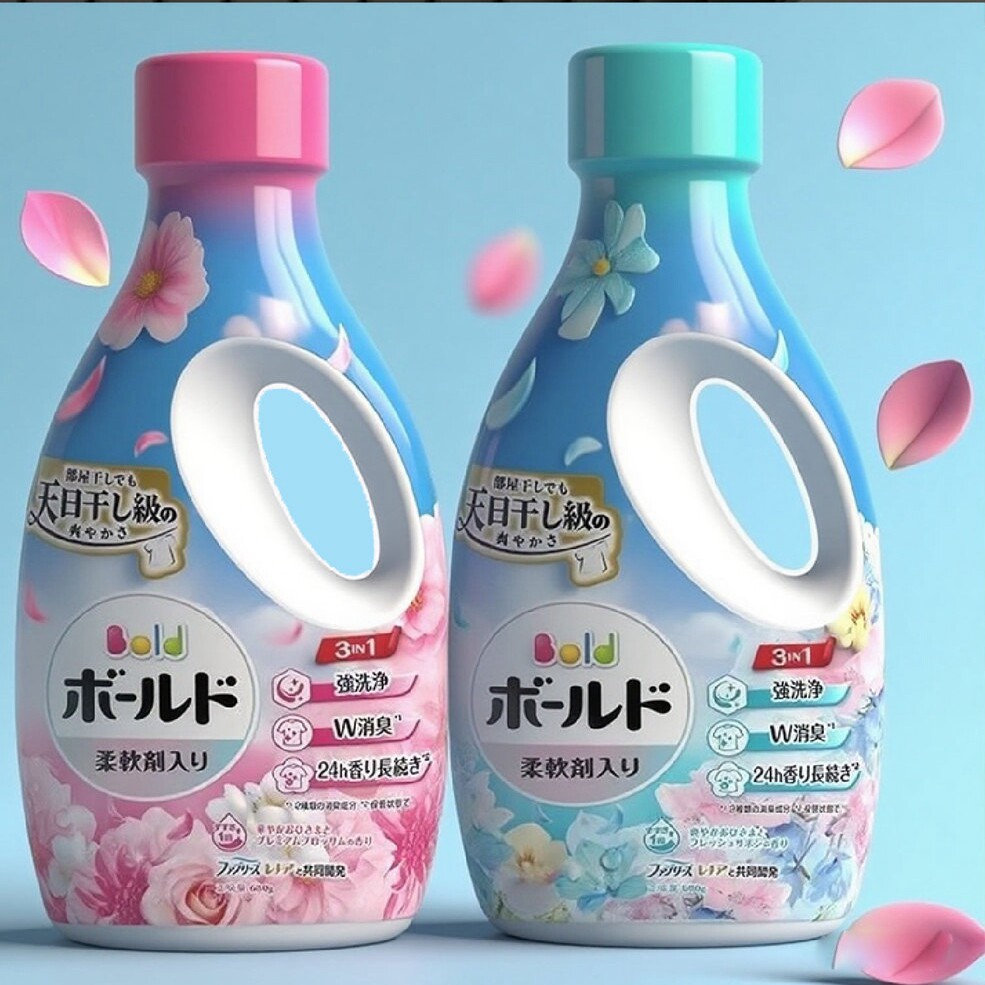 日本P&G宝洁碧浪BOLD花香子无荧光剂护色除菌洗衣液含柔顺剂 680g