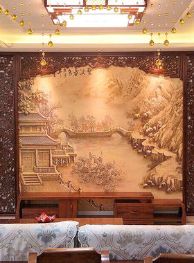 东阳木雕实木电视背景墙影视墙定做镂空新中式屏风隔断花格落地罩