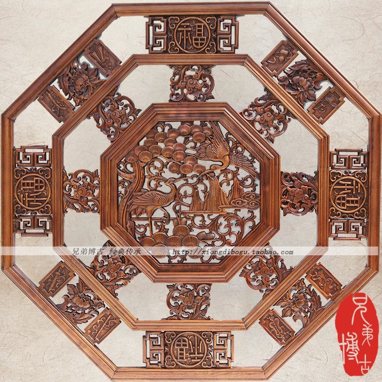 东阳木雕壁饰松鹤延年香樟木雕刻
