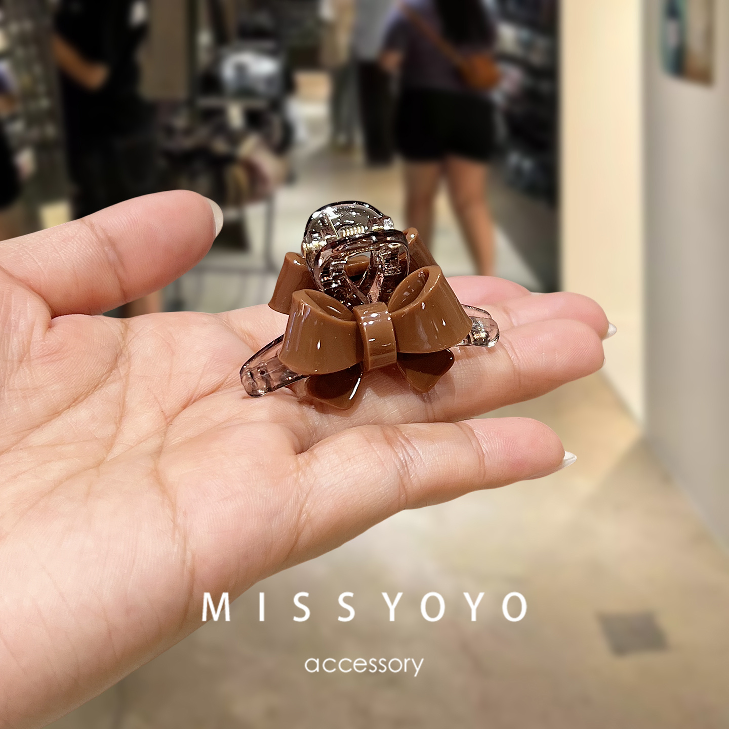 巧克力棕色小号刘海侧边发夹抓夹顶夹蝴蝶结韩国东大门新款发卡子