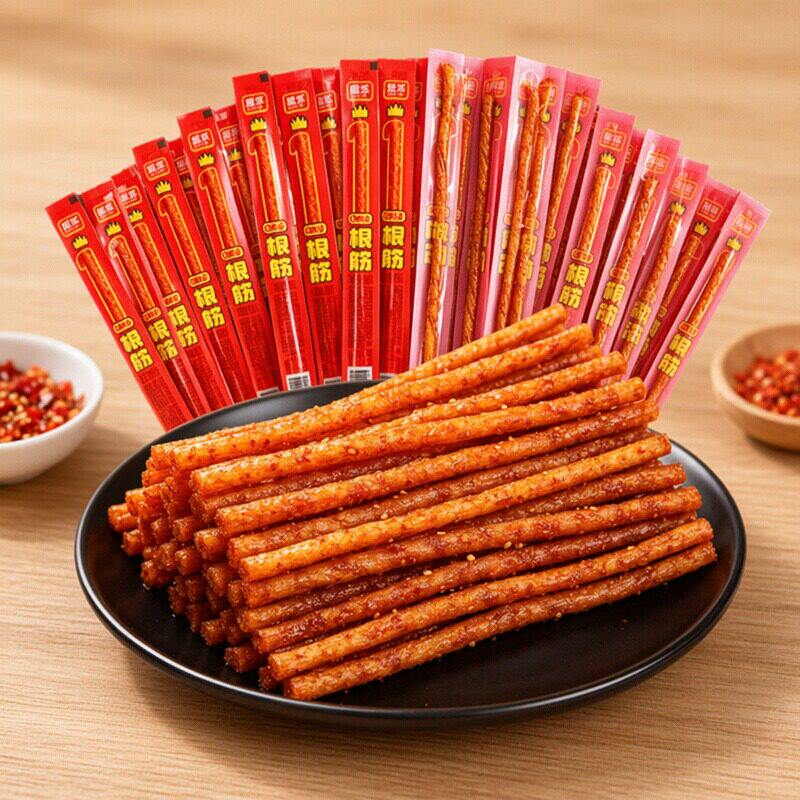 一根筋素牛筋辣条童年怀旧零食长条面筋香辣耐吃便携独立包装小吃