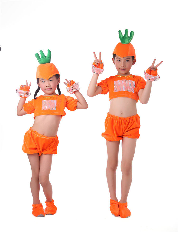 六一儿童水果蔬菜表演服装胡萝卜舞台演出卡通舞蹈服饰男女童短款