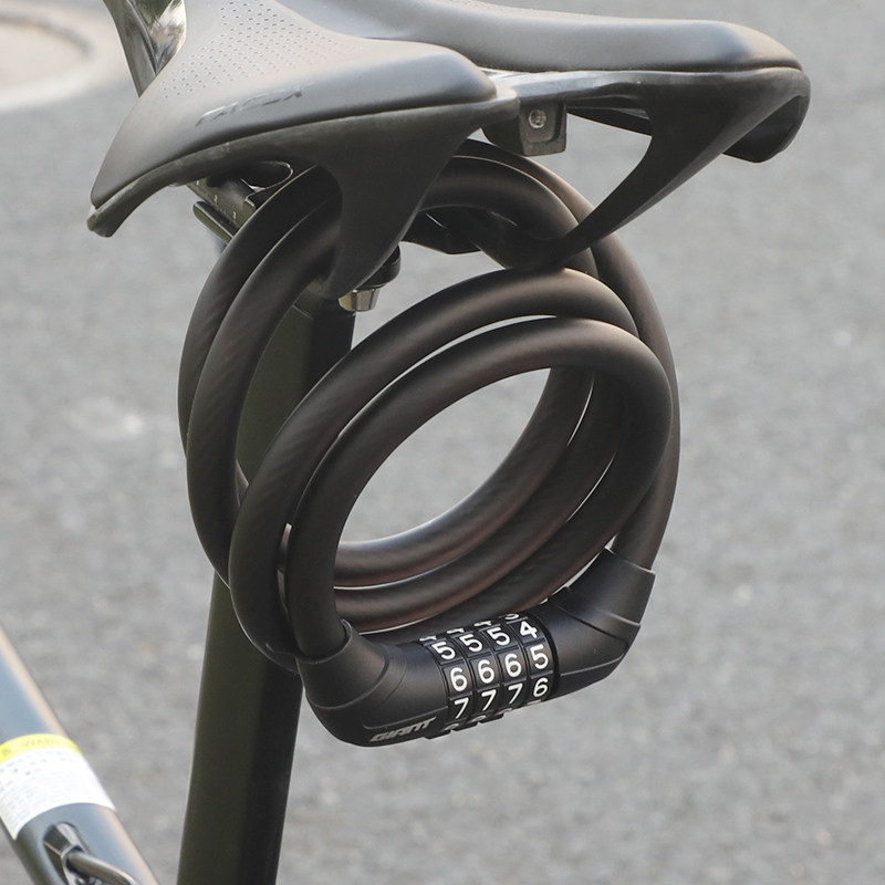 Giant捷安特车锁山地公路自行车密码锁4位数防盗钢缆便携式密码锁