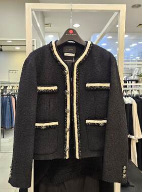 Michaa 奥特莱斯代购 粗花呢黑白经典短外套