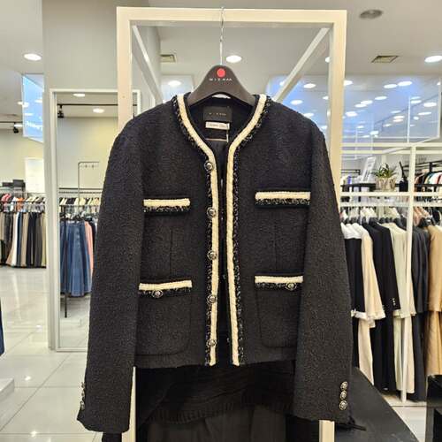 Michaa 奥特莱斯代购 粗花呢黑白经典短外套