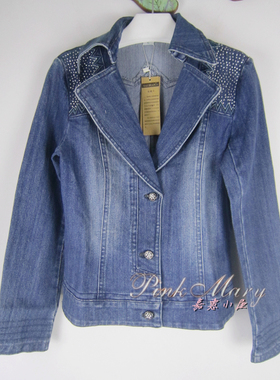 专柜正品 saidian/赛典 春秋季烫钻长袖牛仔外套女西装上衣 标齐M