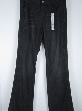 专柜正品saidian/赛典 春夏高腰烫钻阔腿薄款牛仔裤女长裤 标齐