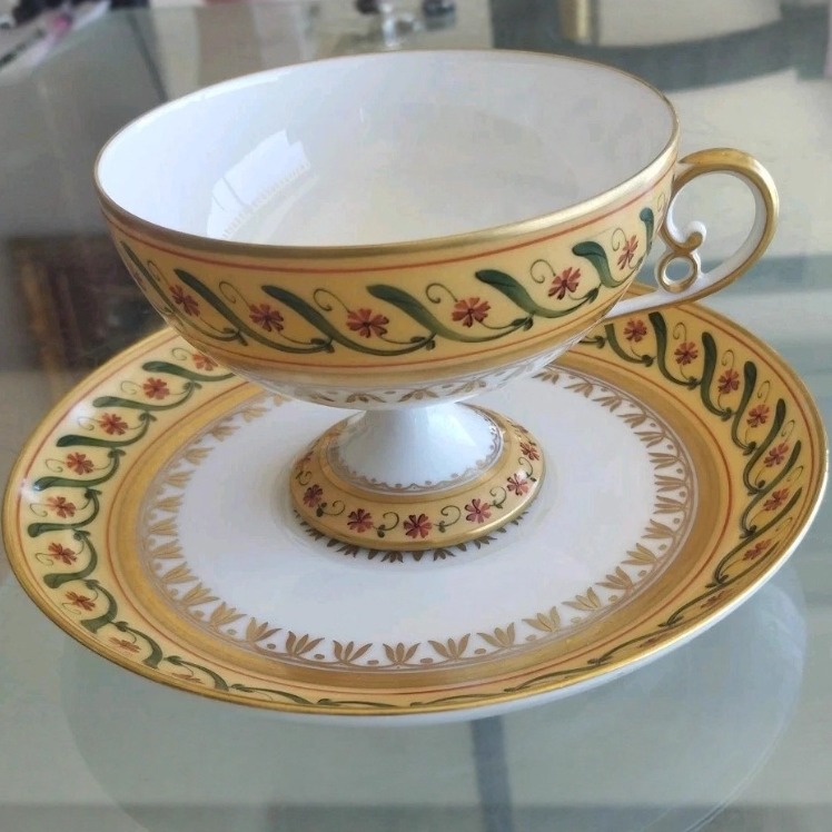 法国老巴黎瓷器中古法式高脚茶杯