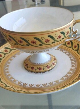 法国老巴黎瓷器Le Tallec中古法式高脚茶杯/热巧克力杯/奶咖杯