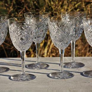 法国中古水晶杯Baccarat/巴卡拉Lagny系列大号红酒杯/水杯一对