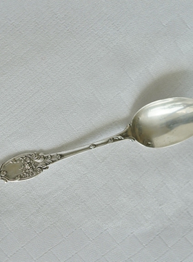 现货 法国古董银器Eugene Schifferlet玫瑰纯银咖啡勺茶匙洛可可