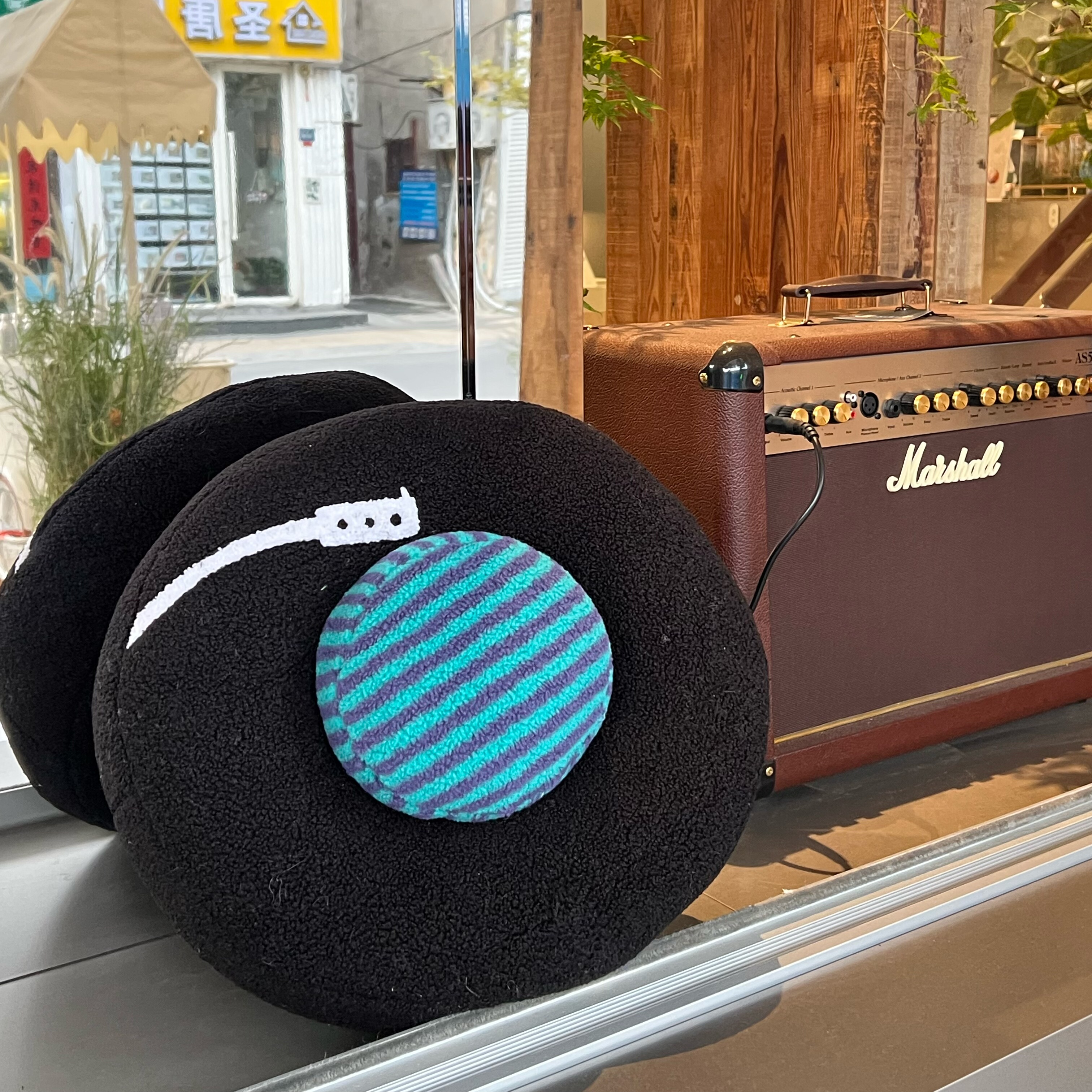 创意仿真唱片抱枕圆形靠垫沙发摆设复古风装饰坐垫汽车椅子垫送礼