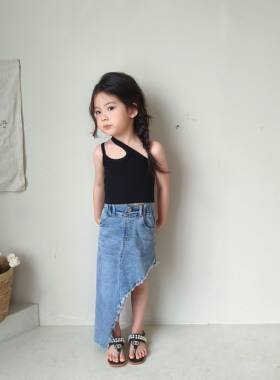 网红童装女童牛仔裙2024夏季新款儿童洋气欧美范包臀裙韩版半身裙