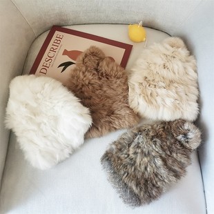 兔毛帽儿童宝宝皮草帽子 秋冬保暖休闲圆顶套头帽可爱毛球公主