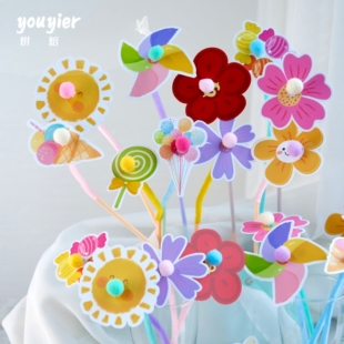 【youyier】儿童节零食花束DIY装饰材料六一抱抱桶花朵卡片材料包