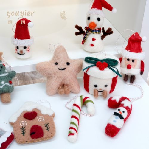 圣诞装饰卡通可爱立体小毛毡挂件