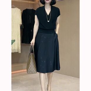 夏装搭配一整套遮肚子显瘦遮肉感御姐阔太太职业两件套装裙女