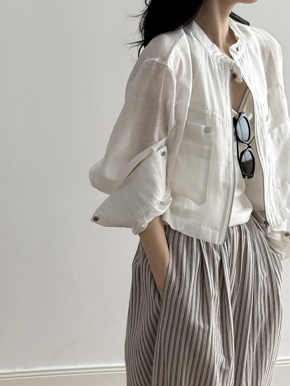 【臻品一夏】法式立领工装薄款棒球服外套女春夏短款夹克防晒上衣图片