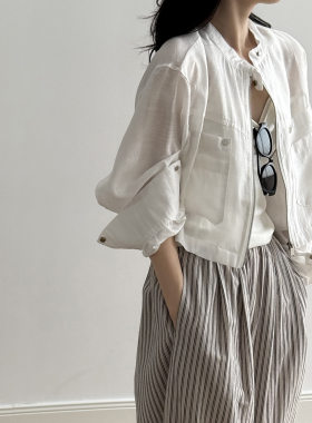 【一夏】法式立领工装薄款棒球服外套女春夏短款夹克防晒上衣