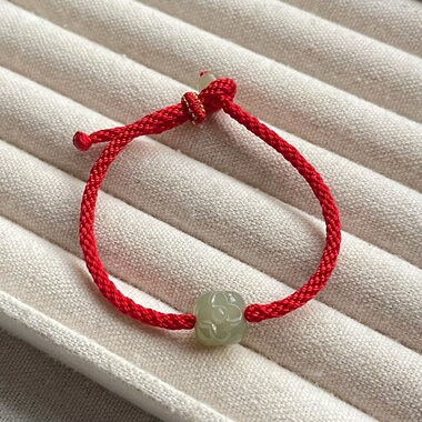 2026年本年红绳天然和田玉柿柿如意红绳手链可调节情侣手绳礼物送