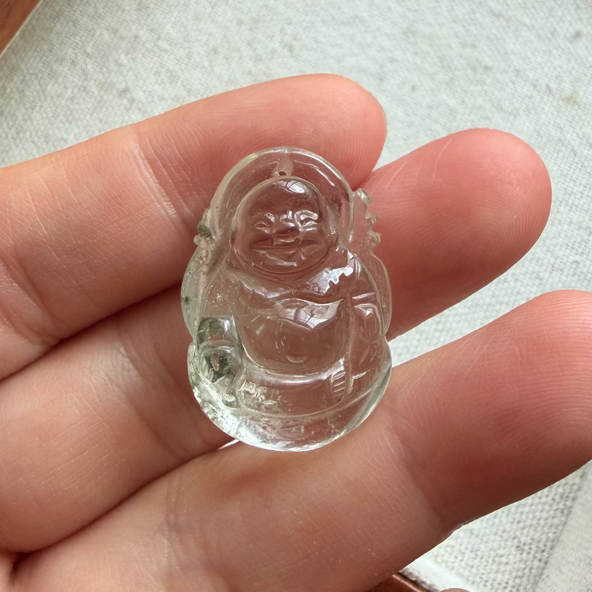 天然绿幽灵弥勒佛吊坠大肚佛绿幽灵项链女民族吉祥物挂件饰品礼物