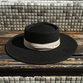 黑色复古法式 平顶宽檐礼帽男女夏天遮阳防晒沙滩出游英伦日系草帽